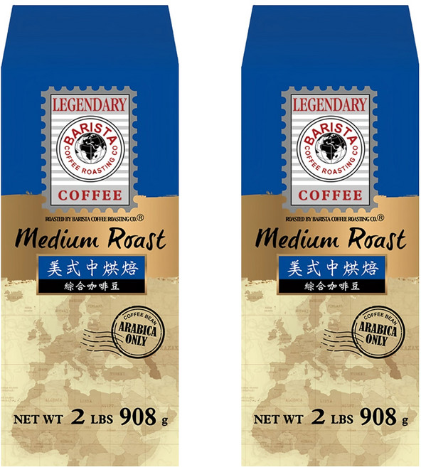 BARISTA COFFEE 西雅圖 Legendary美式中烘焙綜合咖啡豆, 咖啡豆(無研磨), 908g, 2包