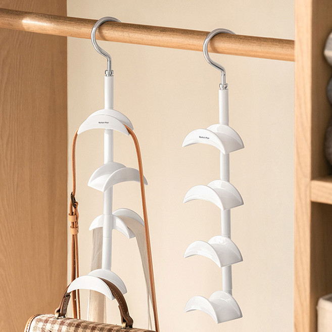 마켓플랜 360도 회전 4단 수납 가방걸이, 화이트, 1개