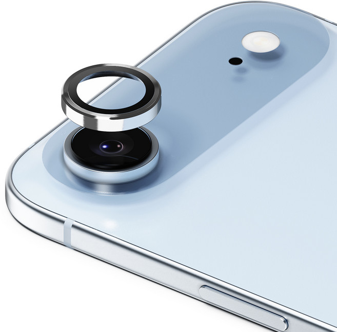 신지모루 AR 빛번짐방지 메탈 프레임 링 휴대폰 카메라 렌즈 강화유리 액정보호필름 실버, 1세트