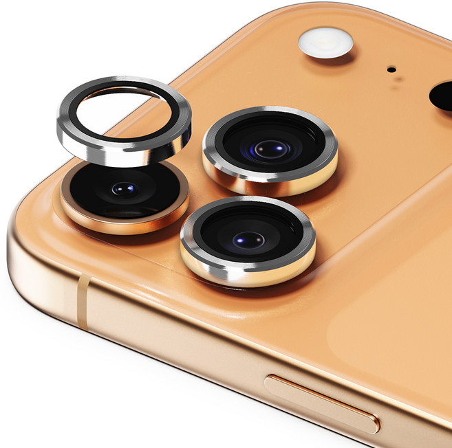 신지모루 AR 빛번짐방지 메탈 프레임 링 휴대폰 카메라 렌즈 강화유리 액정보호필름 실버, 1세트