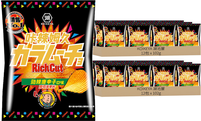 KOIKEYA 湖池屋 咔辣姆久 厚切洋芋片 勁辣唐辛子, 24包, 102g