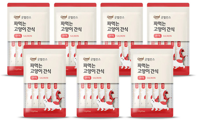 굿밸런스 짜먹는 고양이 간식, 연어, 60g, 7개
