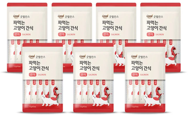 굿밸런스 짜먹는 고양이 간식, 연어, 60g, 7개 - 쿠팡