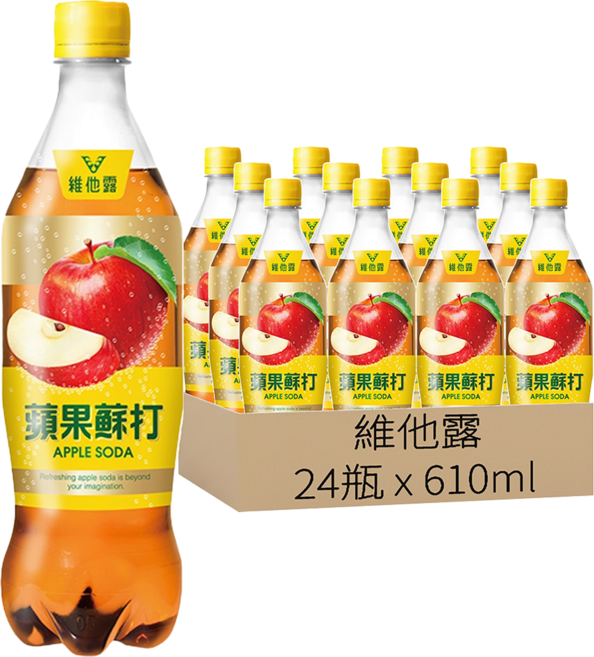 維他露 蘋果蘇打, 610ml, 24瓶