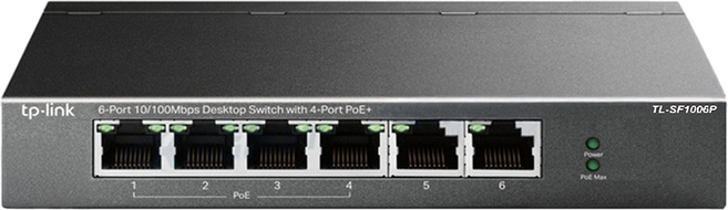 tp-link 桌上型交換器 含4埠PoE+ 6埠 10/100Mbps, TL-SF1006P, 1個
