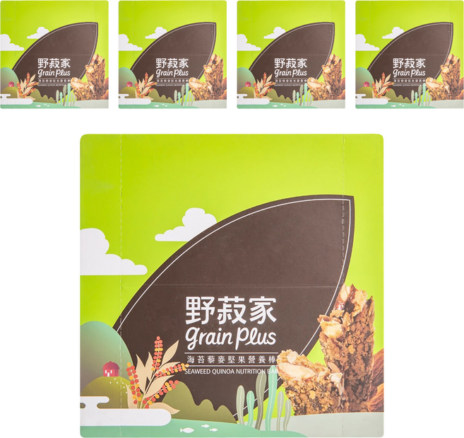 grain plus 野菽家 海苔藜麥堅果營養棒, 210g, 5盒