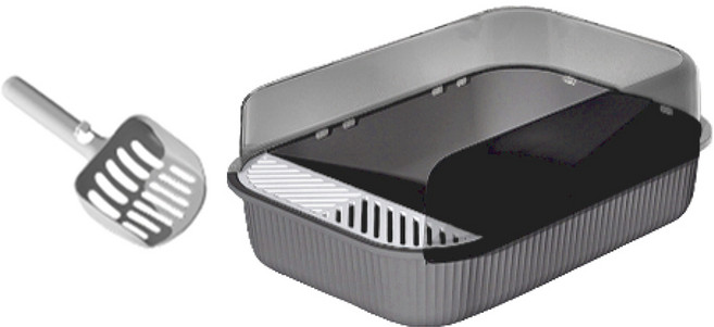 半封閉貓砂盆 附貓砂鏟, 耀石灰, 1組