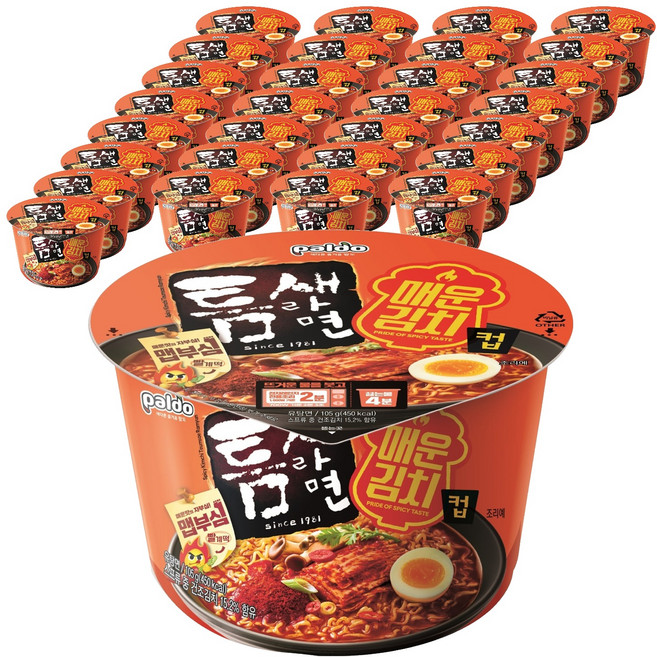 틈새라면 매운김치 컵 105g, 32개