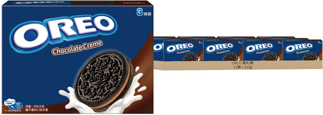 OREO 奧利奧 巧克力口味夾心餅乾 3條裝, 315g, 12盒