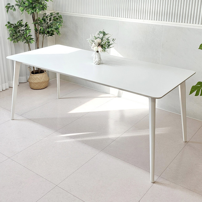 비에프컴퍼니 뉴 메르 세라믹 식탁 방문설치, 올화이트 + 화이트프레임, 6인용