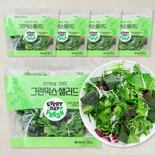 신선함을 그대로 그린믹스 샐러드, 80g, 5팩 - 쿠팡