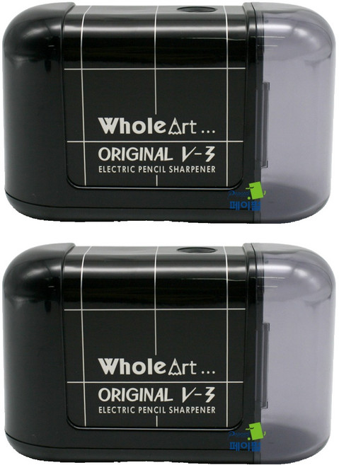 이엘엠 휴대용 전동 연필깎이 V3, 블랙, 2개