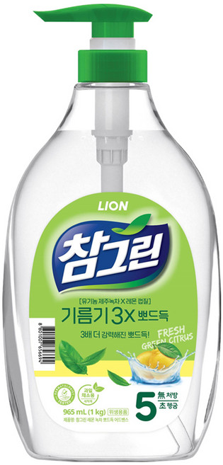 참그린 레몬 녹차 뽀드득 어드밴스 주방세제, 1개, 1kg