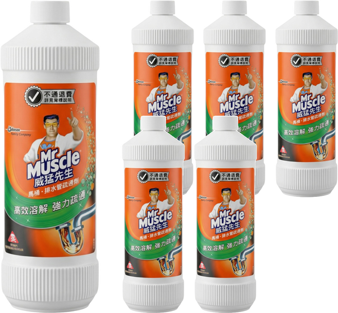 Mr Muscle 威猛先生 馬桶/排水管疏通劑, 960ml, 6瓶