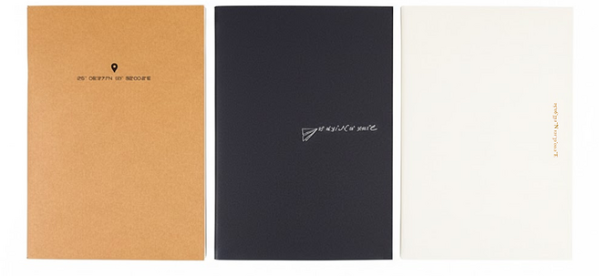 conifer 綠的事務 70紙跡系列 騎馬釘筆記本, 3本, 橘色 + 黑色 + 白色