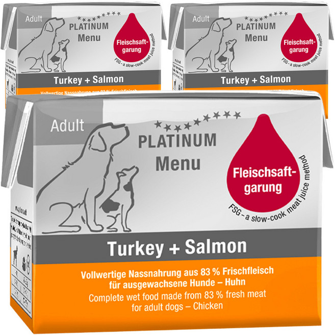 플래티넘 강아지 어덜트 메뉴 습식사료, 칠면조, 90g, 3개
