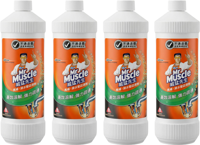 Mr Muscle 威猛先生 馬桶/排水管疏通劑, 960ml, 4瓶