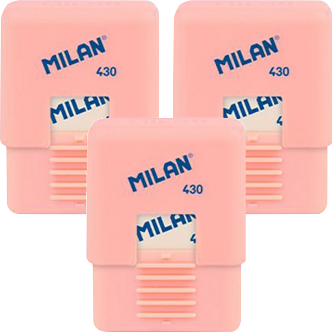 MILAN 方形橡皮擦 1918系列, 顏色隨機, 3個
