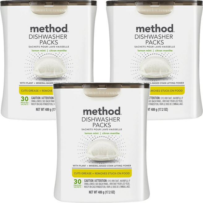 method 美則 潔淨三效聰明洗碗球 萊姆薄荷 30個, 489g, 3罐
