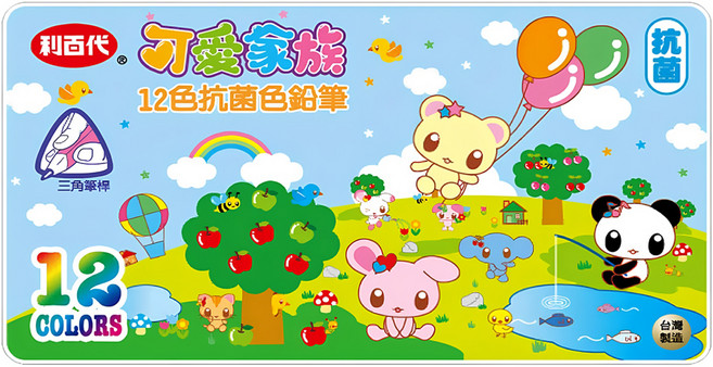 LIBERTY 利百代 可愛家族抗菌色鉛筆, 12色, 1盒