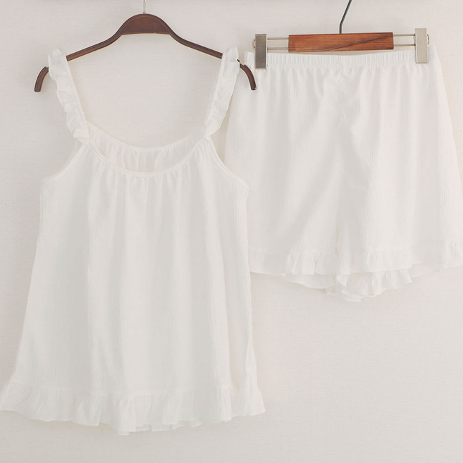 글램공감 여성용 냉감 포코 프릴 나시 잠옷 상하의 세트