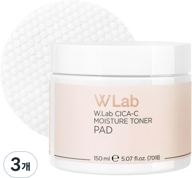 W.Lab Cica C 保濕凝膠型安瓶化妝棉 150ml, 70枚入, 3個