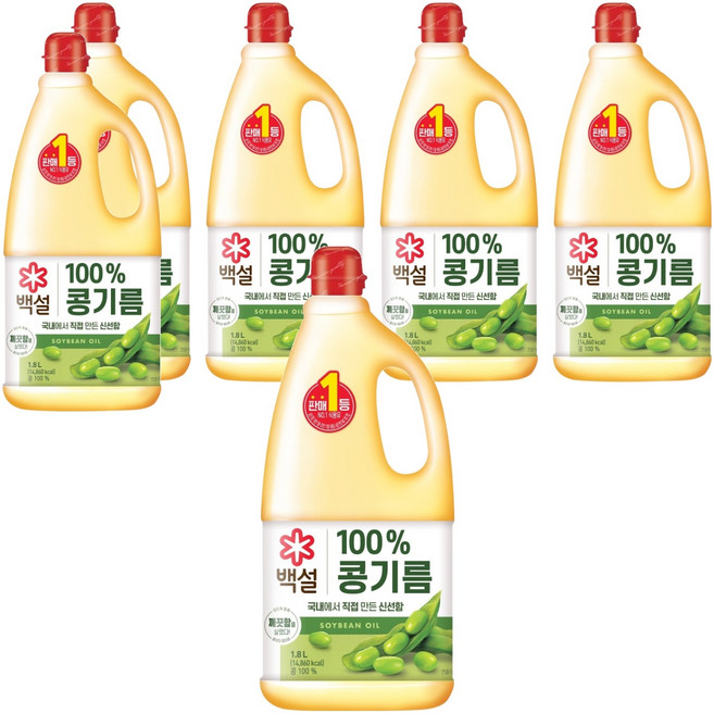 백설 콩기름, 1.8L, 6개