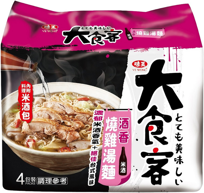 味王 大食客 酒香燒雞湯麵 94g, 4包