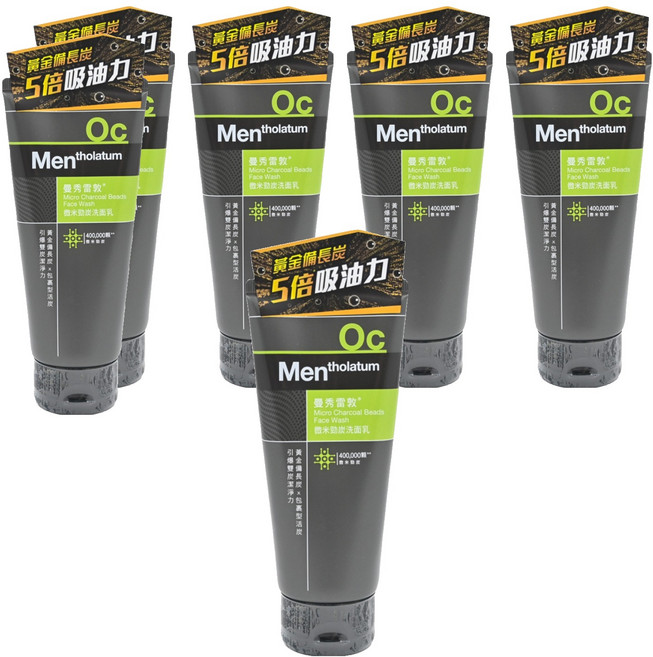 MENTHOLATUM 曼秀雷敦 台灣公司貨 微米勁炭男性洗面乳, 100g, 6條
