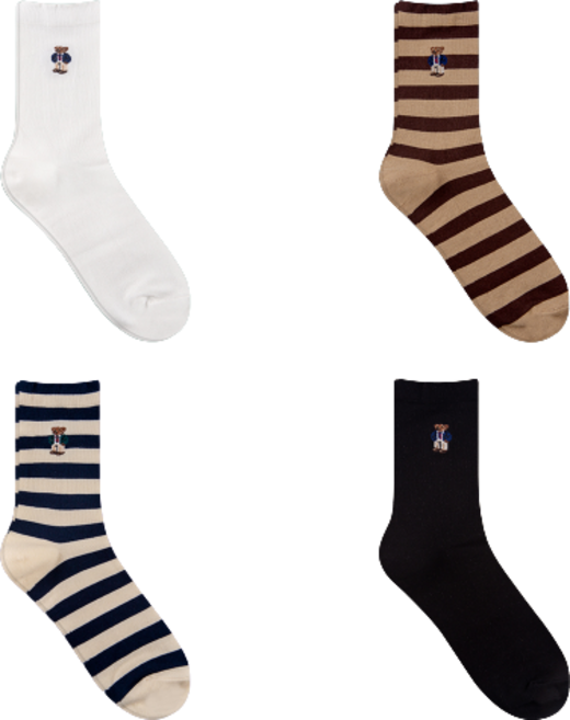 GGRN 남성용 패션 패턴 양말 4종 세트