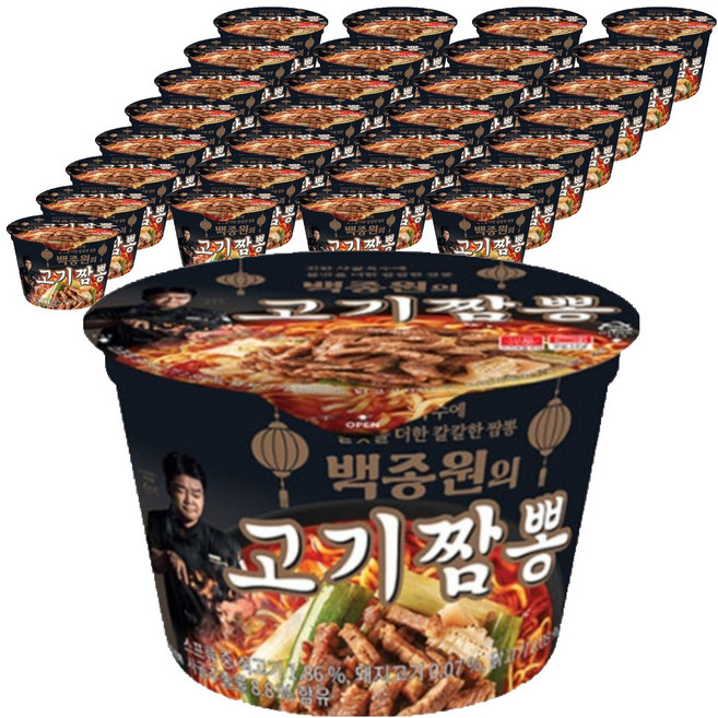 TBK 백종원 고기짬뽕 컵라면 105g, 32개