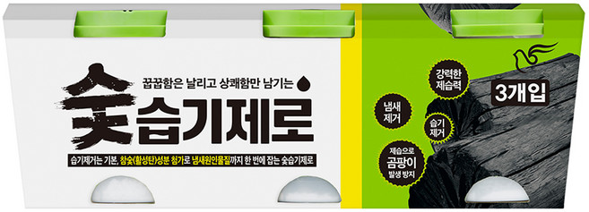 피죤 숯 습기제로 본품, 300g, 3개