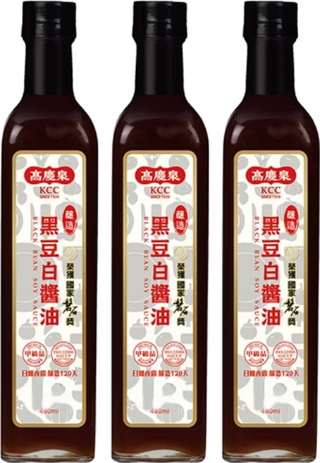 高慶泉 黑豆白醬油, 480ml, 3瓶