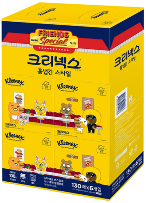 Kleenex 舒潔 家用餐巾紙風格, Kakao角色, 1套, 6個