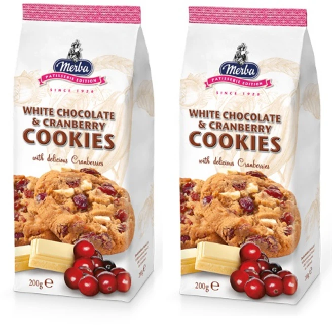 메르바 화이트 초콜릿 앤 크랜베리 쿠키, 200g, 2개 - 쿠팡