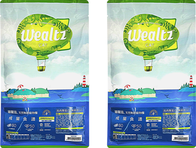 Wealtz 維爾滋 天然無榖寵物糧 1歲以上成貓適用, 300g, 2包, 雞肉+水解鮭魚