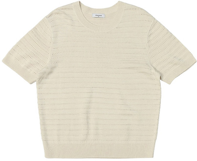 폴햄 여성용 펀칭 라운드넥 반팔 니트