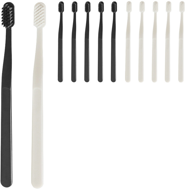 생활도감 칫솔 블랙 3p + 화이트 3p, 12개, 1개입