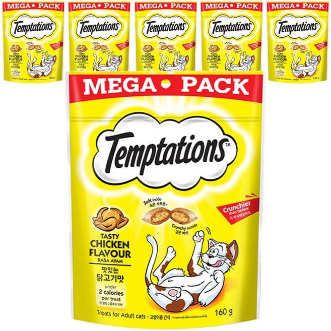 템테이션 고양이 간식, 맛있는 닭고기맛, 160g, 6개