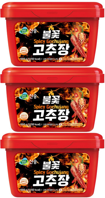 신송 불꽃 고추장, 500g, 3개