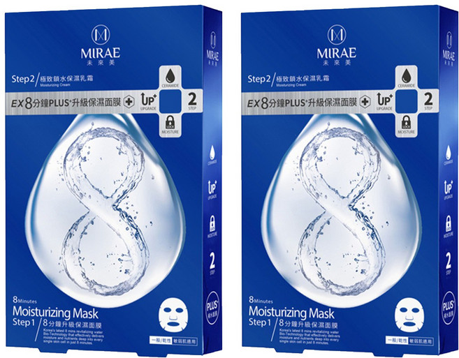 MIRAE 未來美 8分鐘PLUS升級保濕面膜 快速補水 深層潤澤 雙倍保濕, 4片, 2盒