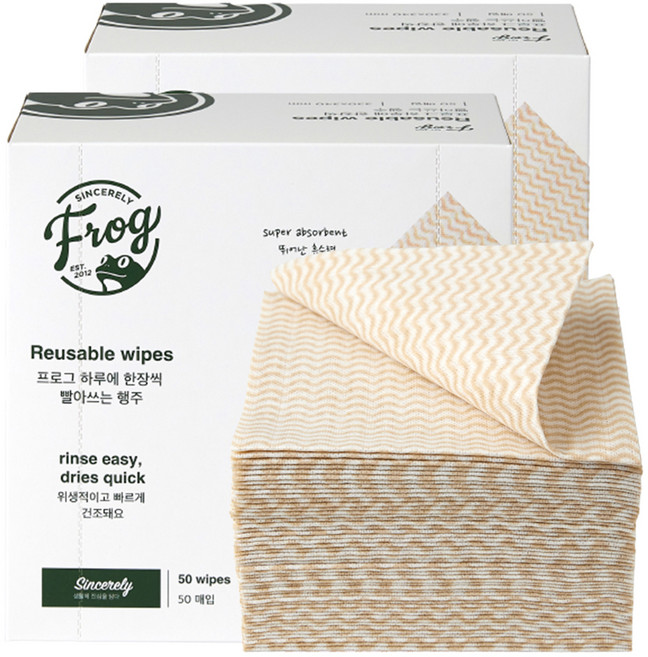 프로그 하루에 한장씩 빨아쓰는 행주, 50개입, 2개