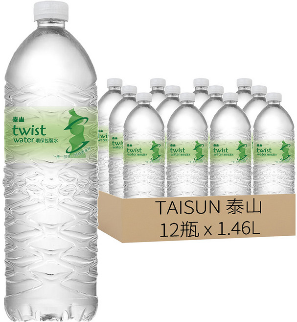 TAISUN 泰山 twist water 環保包裝水, 1.46L, 12瓶