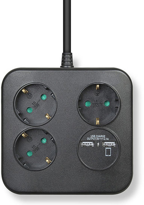 러그 3구 2포트 USB 멀티탭, LUG-KSB-03U-1.0(B), 블랙