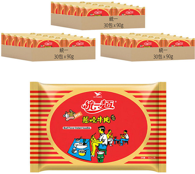 統一 統一麵 蔥燒牛肉風味 90g, 90包