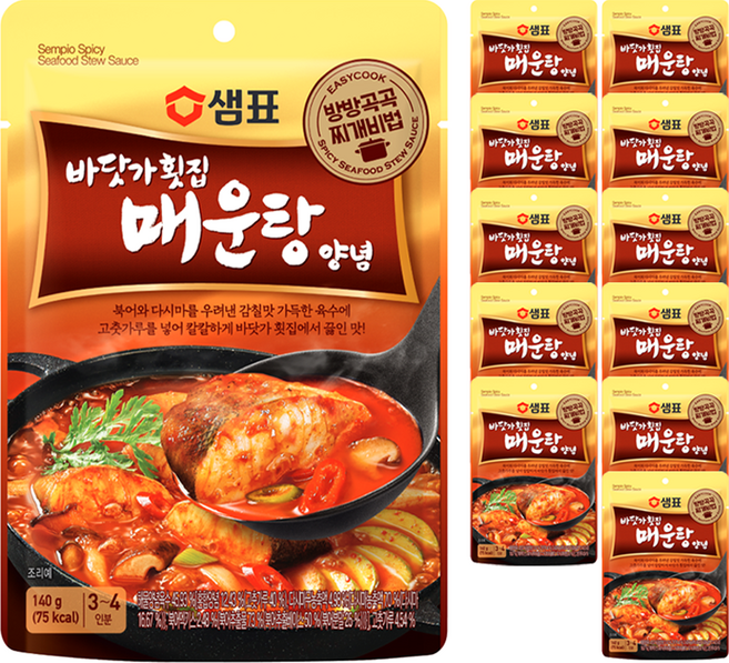 샘표 바닷가횟집 매운탕 찌개양념, 140g, 12개