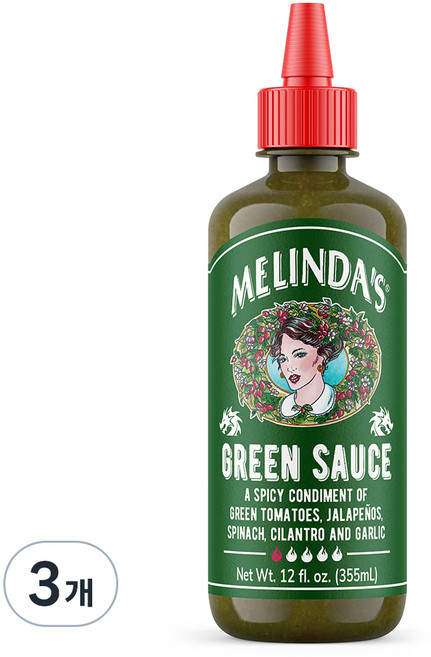 멜린다스 그린핫소스, 3개, 355ml
