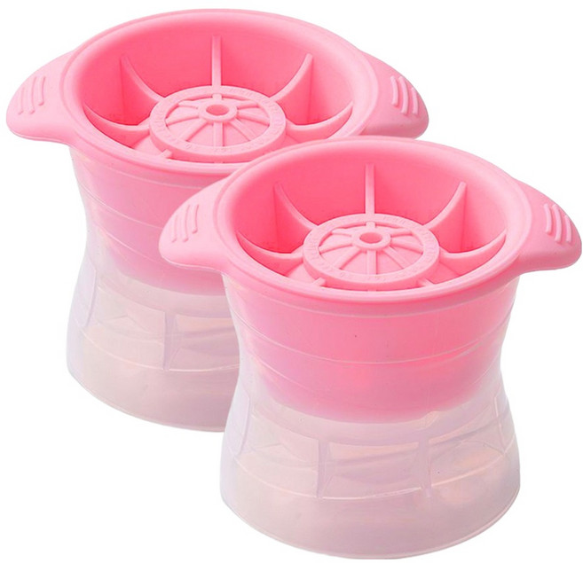 라사노 실리콘 아이스 볼 메이커 위스키 하이볼 원형 얼음틀, 핑크, 2개