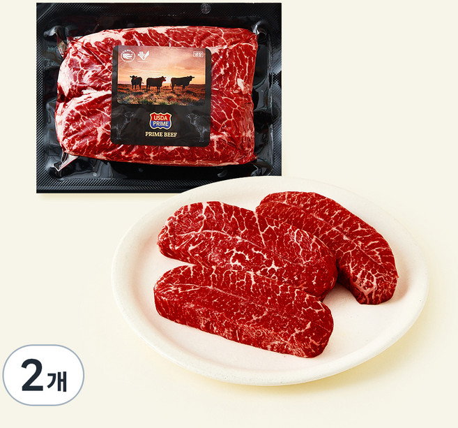 미국산 프라임 부채살 스테이크 (냉장), 600g, 2개