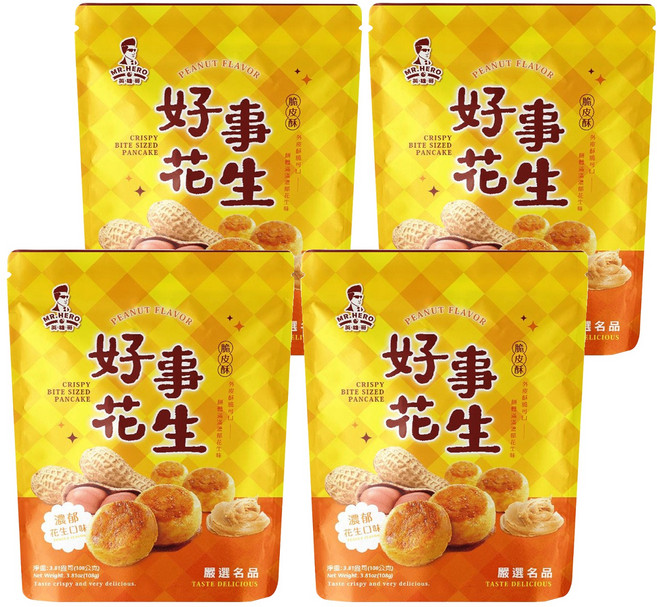 MR.HERO 英雄哥 好事花生脆皮酥 奶蛋素, 108g, 4包